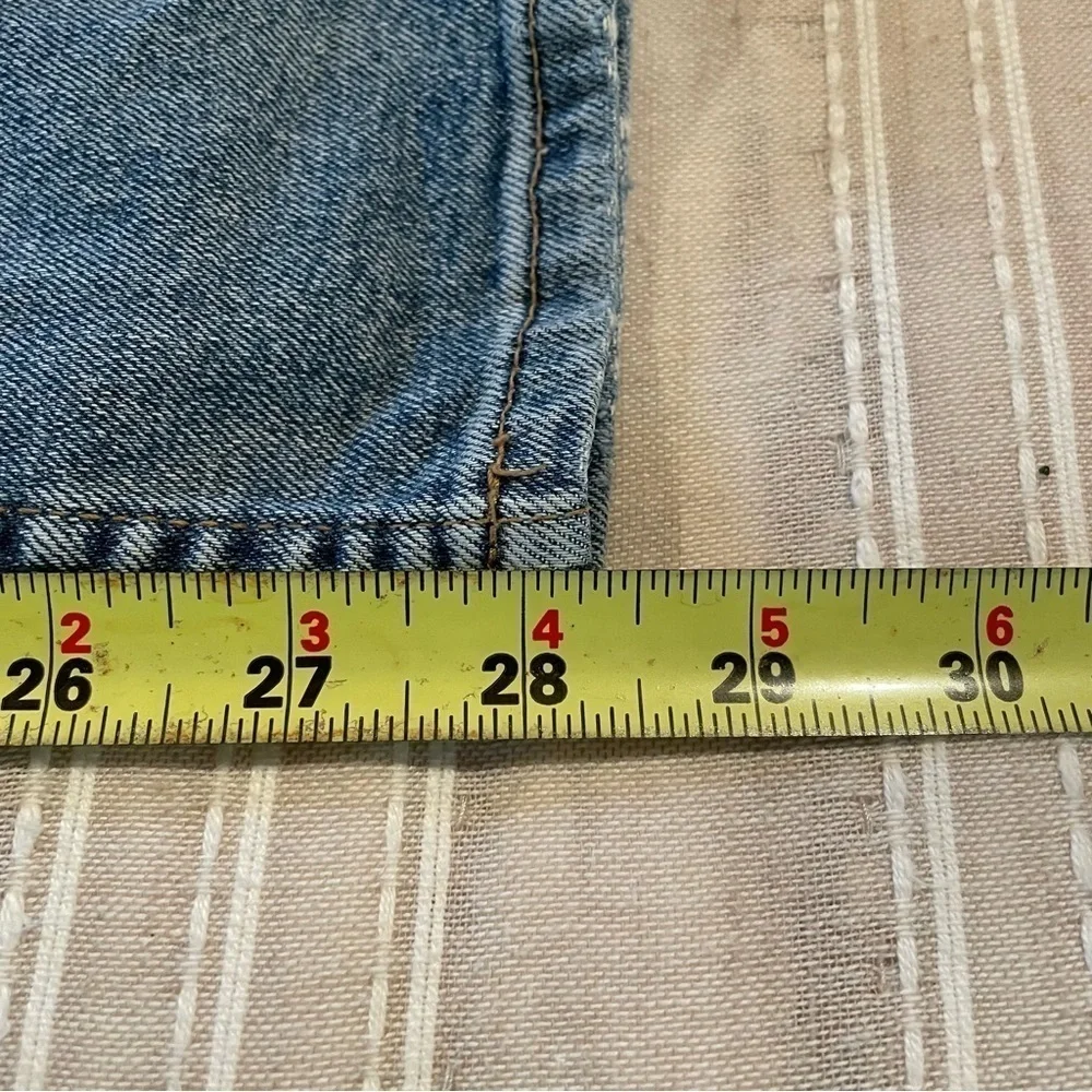 H&M &Denim Girlfriend Fit High Rise Straight Leg Distressed Denim Jeans 28